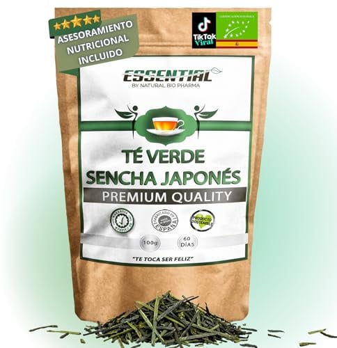 Té Verde Sencha Japonés 100% Natural y Orgánico. Potente Quemagrasas con Efecto Adelgazante y alto contenido de Antioxidantes (refuerza tu Sistema Inmunológico). Detox Té.