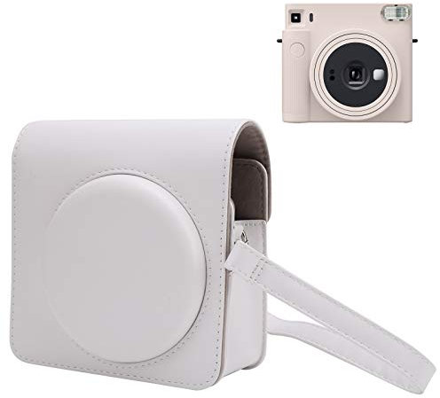 Bindpo Instant Camera Case, PU Leather Shoulder Camera Bag Detachable Type Camera Cover with Shoulder Strap,for Instax SQUARE SQ1(white)