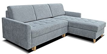 Robin Simi Ecksofa mit Schlaffunktion Bettkasten Verstellbare Rücklehne Sofa L-Form Schlafsofa Freistehende Eckcouch Schlafcouch Wohnzimmermöbel Wohnlandschaft Ecksofa Rechts Aston 17 - Anthracite