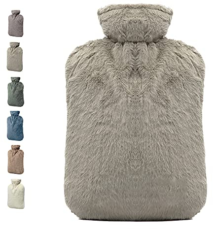 BICAREE Wärmflasche mit Bezug, 2 l PVC-Wärmtasche zur Schmerzlinderung, Nacken, Schulterschmerzen und Handfüße, Menstruationskrämpfe, Wärmekompresse und Kältetherapie (Hellgrün)