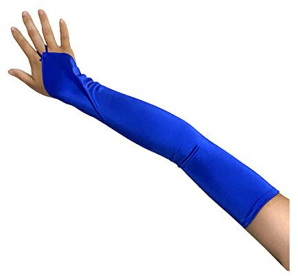 SACASUSA Fingerlose 58,4 cm lange Braut-Satin-Handschuhe über dem Ellenbogen in 20 Farben, Imperial Royal Blue, Large