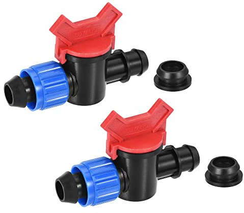 sourcing map Ball Valve 21mm(with Lock) x 19mm Barb Connector with Gasket Shut Off Switch Plastic for Irrigation Drip Tube 2Pcs