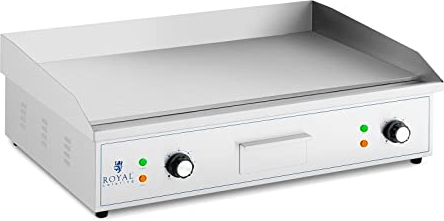 Royal Catering Plancha Eléctrica Fry-top para Hostelería RCPG51-S (Placa: 727 x 420 mm, Potencia: 4.400 W, Superficie calefactora: Ondulada + lisa)