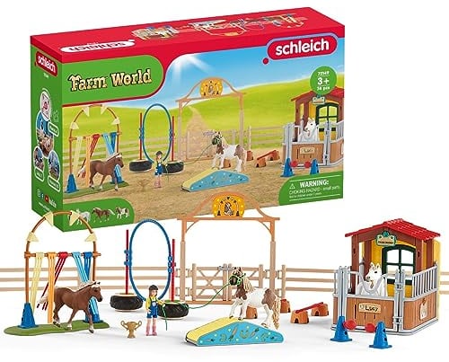 schleich 72149 Agility bei der Pferdebox, ab 3 Jahren, FARM WORLD - Spielset, Teile
