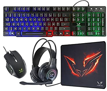 WE Gamium Bundle 4 in 1 per PC cuffie con microfono + tastiera + mouse + tappetino per mouse