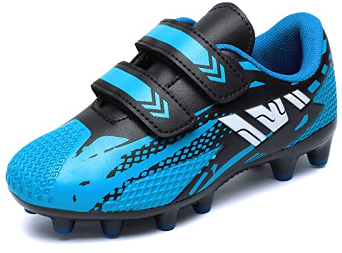 VRPKee Fußballschuhe Jungen 36 Fussballschuhe Mädchen Kinder Kunstrasen Fussball Trainingsschuhe Sommer Outdoor Atmungsaktiv Turnschuhe Laufschuhe für Unisex Schwarz Blau
