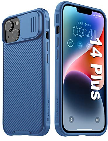 Nillkin for iPhone 14 Plus Case [Slide Camera Cover Protection] CamShield Pro Hard Slim Case Shockproof Dustproof Protective Phone Case for iPhone 14 Plus 6.7 inch 2022 Blue
