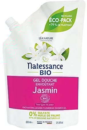Natessance Gel Douche Envoûtant Jasmin Bio Recharge 650 ml