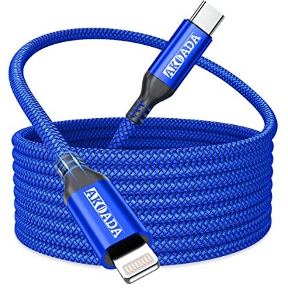 USB C Lightning Kabel 3M, AkoaDa MFi Zertifiziert Power Delivery Typ C Lightning Ladekabel Kompatibel Mit iPhone 12, 12 Mini, 12 Pro, 12 Pro Max,11,11 Pro, XR, XS, X, iPad Pro 2020, AirPods Pro (Blue)