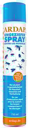 ARDAP Spray Insecticide contre les nuisibles 750ml - Spray anti-punaises de lit, Spray insecticide pour lutter contre les infestations aiguës de vermine & d'insectes comme les punaises de lit