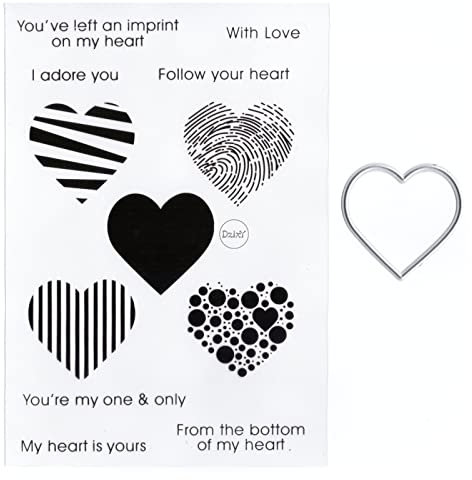 DzIxY Herz Words Cheers Clear Stamps and Metal Cutting Dies Sets for Card Making Scrapbooking Paper Arts Crafts Kit Supplies Transparent Silicone Seals Stamping for Christmas Gifts Storage Pockets