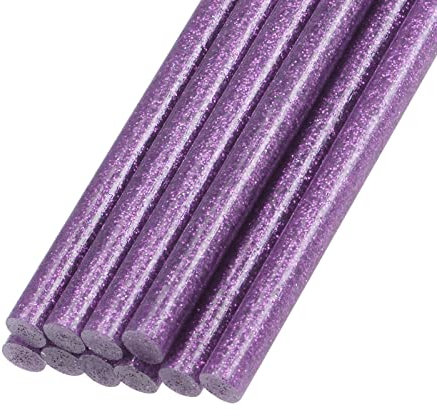 Rebower Colla a Caldo Stick Mini Adesivo Colla a Caldo Colla Pistola Sticks, [per Arte, Artigianato, Fai-da-Te, Card Creazione] - 0,27 x 4/Glitter Viola/10pz