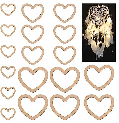OLYCRAFT 18 Stück Makramee Reifen Aus Holz In 3 Größen Traumfänger Ringe Aus Holz In Herzform Traumfänger Rahmen Natürliche Holzrahmen Für Traumfänger DIY Basteln Heimwanddekoration