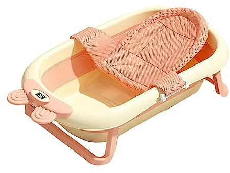 Große Kinderbadewanne Temperatur messen Zum Falten drücken Umweltfreundlicher PP-Kunststoff Olivgrün Hellrosa L92×B50×H24cm