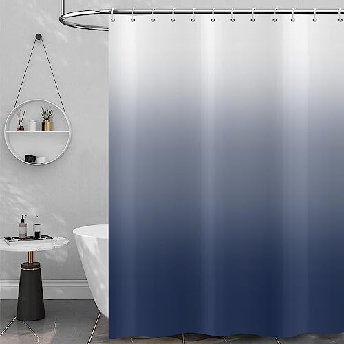Rideau de douche Bleu marine 180x180, Hnmdmyi Bleu et blanc Ombre Rideau de douche Elégant Rideau de bain moderne de luxe Etanche Tissu polyester Lavable Rideau de bain pour salle de bain avec crochet