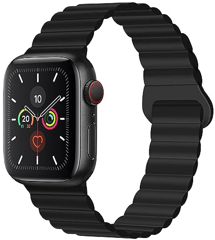 BolYel Kompatibel mit Apple Watch Armband 45mm 44mm 42mm, Silikon Magnetische Loop Band Kompatibel für Apple Watch Serie 8 7 SE 6 5 4 3 2 1,Schwarz
