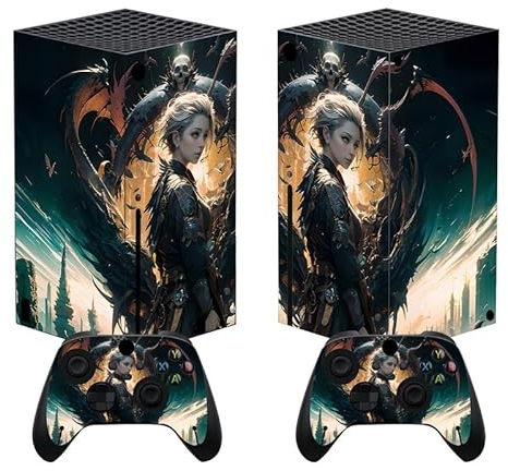 PlayVital Skin für Xbox Series X, Aufkleber Stickers Vinyl-Skins Schutzfolie Design Folie Zubehör für Xbox Series X Konsole Controller-Drachenblick