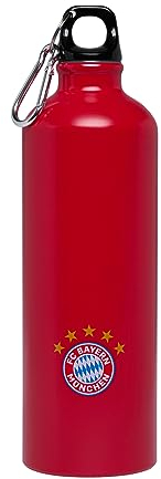 FC Bayern München Trinkflasche I Aluminium I Rot I 0,8l I Fußball