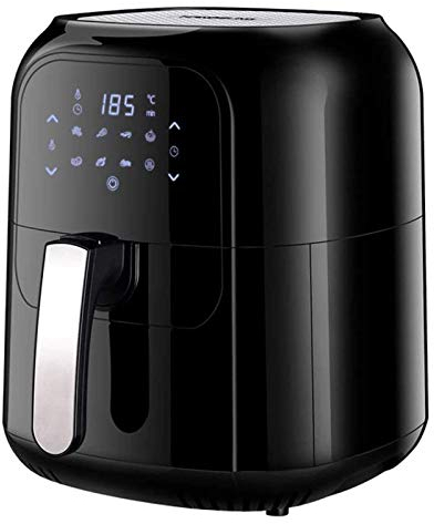 FLOWFX Freidora de Aire 6L Pantalla táctil LCD de Gran Capacidad 8 menús preestablecidos Papas Fritas sin Aceite Control de Temperatura y Temporizador Fácil de Limpiar Negro Lofty Ambition