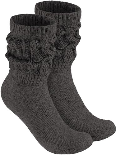 BRUBAKER Slouch Socken - Damen Schoppersocken für Fitness, Yoga, Workout, Gymnastik und Wellness - 1 Paar Knit Sportsocken für Frauen - Anthrazit Größe 39-42