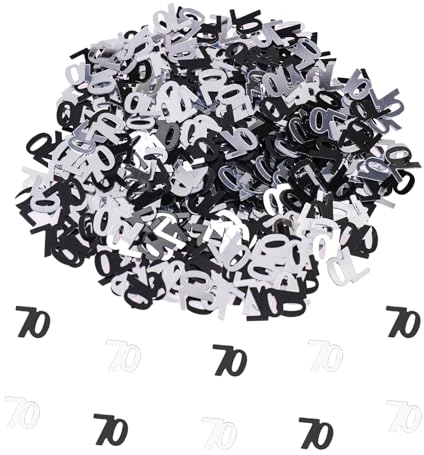 VIKY® Konfetti 70. Geburtstag Deko - Tischdeko Schwarz Silber für Mann Frau - Streudeko Glitzer zum 70 Jahre Jubiläum