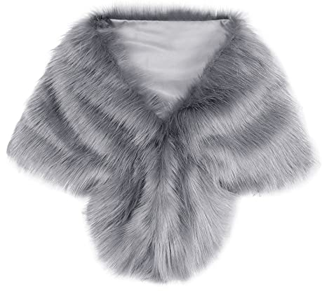 langes Kunstfell-Schal-Wrap für Damen - edle Stola - wie echtes Fell Elegant