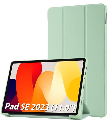 Simpeak Funda Compatible con Xiaomi Redmi Pad SE 11.0 Pulgadas, Carcasa Case Multi-ángulo Cubierta Folio con el Soporte/Reposo Automático de Despertador, Verde