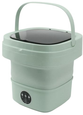 Natudeco Lavadora Portátil De 6L, Mini Lavadora Plegable, Lavadora De Viaje, Deshidratador Integrado, Lavadora Pequeña para Apartamentos, Dormitorio, Camping, RV(EU Plug-Verde)