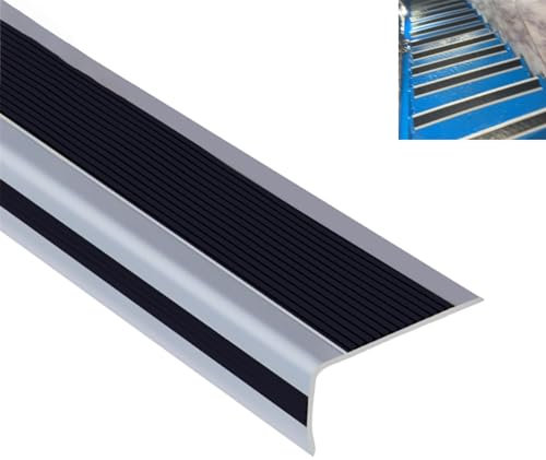 Stair Nosing Self Stick Anti Slip Stair Edge Protector, Rubber Stair Nosing for Wood Concrete Marble Tiles Steps, Indoor & Outdor Safe Staircase Treads(Black,15m(49.2ft))
