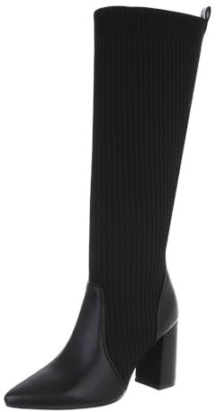 Ital Design Damenschuhe Stiefel High-Heel Stiefel, DES910P-, Kunstleder, Schwarz, Gr. 41