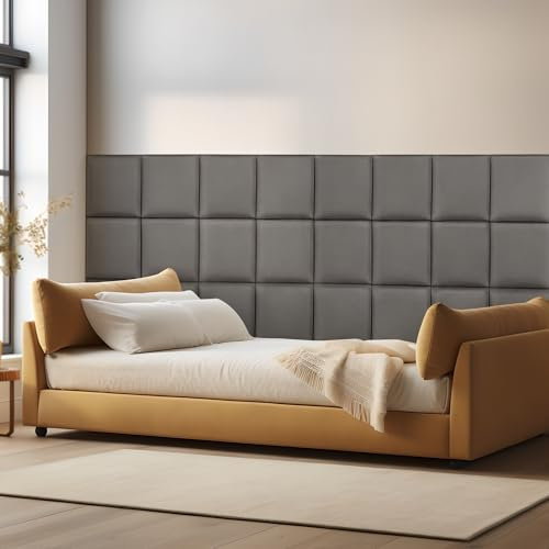 [neu.haus] Wandkissen Carpino 4er Set 30 x 30 cm Wandpolster Samt Dunkelgrau Wandpaneele gepolstert Kopfteil für Bett Polsterpaneel zum Kleben