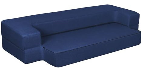 ANONER Sofá de Suelo Plegable Sillón Cama Plegable, Sofá Cama 2 plazas con Espuma de Memoria, Sofá Convertible en Colchón, Lavable Full Size para Salón Lofts, Azul Oscuro