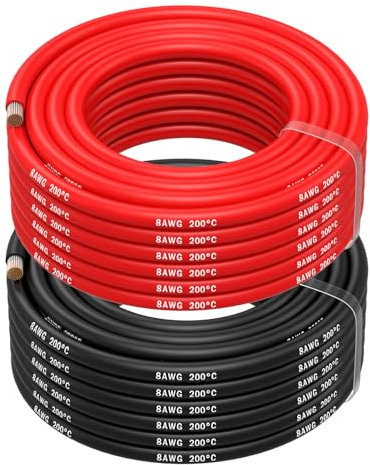 MMOBIEL AWG Cavo Elettrico Silicone - 2 Fili Separati Rosso e Nero Ciascuno per RC, Droni, Stampanti 3D, Batterie, Cavi Oratori, Strisce LED (8 Awg, 10m)