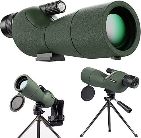 25-75x60 Spektiv mit Stativ-Tragetasche und Smartphone-Adapter, gerades Zielfernrohr, grün