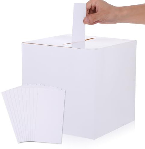 Abeillo Weiß Kartenbox Hochzeit,Hochzeit Geschenkbox,Weiß Kartenbox Hochzeits,24 x 24 cm Hochzeitsbox,Geschenkbox mit Schlitz,DIY Hochzeit Kartenbox mit 10 Grußkarten,für Hochzeitsempfänge Partydeko