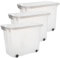 2friends Set di 3 scatole portaoggetti con coperchio, grandi 60 litri, impilabili in plastica per ufficio, cucina, garage e cameretta dei bambini, pratiche cassette con chiusure a clip, lembi di