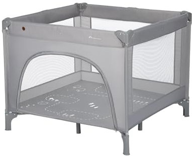 Bebeconfort Adonis, 2-in-1 Baby Kinderbett & Laufstall Baby, 0–3 J. (15 kg), kompaktes Baby Reisebett, seitliches Einstiegsfenster, große Matratze, Tragetasche, zusammenklappbar, stabil, Mineral Grey