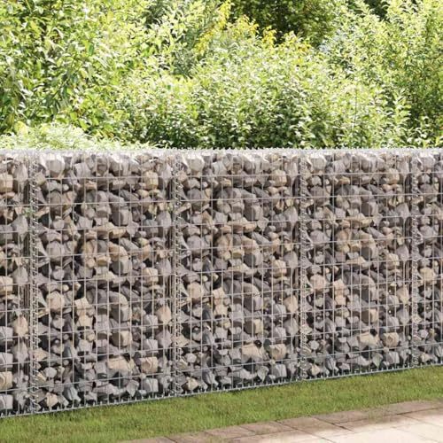 Myheimly Gabionenwand mit Abdeckung Gabione Steingabionen Steinkorb Gabionen Wand Drahtkorb Draht Mauer Verzinkter Stahl 900 x 30 x 100 cm