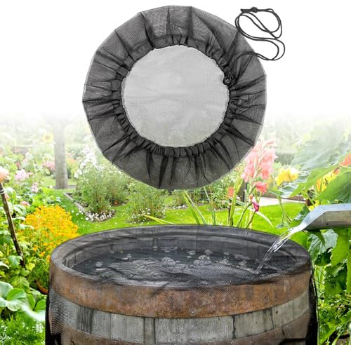 Lot de Filets de citerne de Pluie réglables de avec Cordon de Serrage - Protection Contre Les Feuilles, Les Insectes, Les Insectes (120CM)