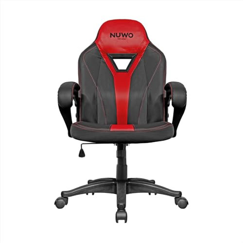 Nuwo Skin Sedia Gaming Ergonomica, Sedia PC Computer Gaming Ufficio, Braccioli Imbottiti Curvi, Altezza Regolabile, 150 Kg, Rosso