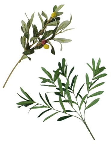 Didiseaon 2 Pezzi ramo d'ulivo artificiale piante artificiali fake plants home decor arredamento simulare pianta artificiale fito ghirlanda di rami d'ulivo finto ramo d'ulivo plastica Green