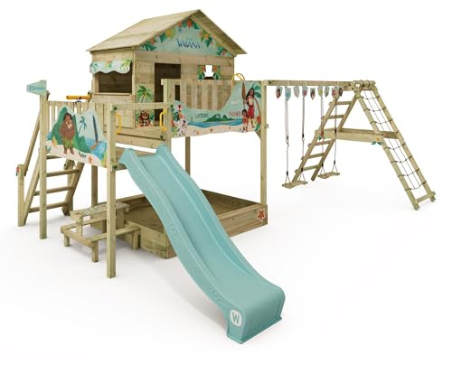 Disney's Vaiana Saga Spielturm von Wickey - Klettergerüst, Kletterturm, Gartenspielgerät für Kinder - Outdoor Garten Spielplatz aus Holz mit Sandkasten