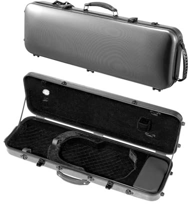 VEVOR 4/4 Violinenkoffer in voller Größe, eingebautes Hygrometer, Geigenkoffer; Reisetragetasche, mit Plüschfutter, Schultergurten, kratzfest, professionelle längliche Form, für Violine, schwarz