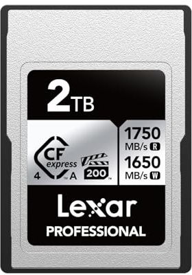 Lexar Professional Silver Series CFexpress 4.0 Type A Carte 2 to | CFe jusqu'à 1750 Mo/s en lecture, VPG200, Carte CF vidéo 8K, Compatible avec les appareils photo Sony Alpha et Sony FX