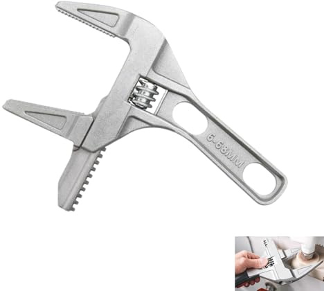 Adjustable Spanner Wrench, 6-68mm Wide Jaw Adjustable Spanner, 2-in-1 Ultra Thin Plumbing Spanner, 200mm Aluminium Alloy Wrench for Sink Basin Tap Nut Hand Repair Tool for Repairs Mechanics Household