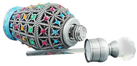 TOBBOMEY Botella de Perfume Vintage de Vidrio Recargable y Resistente para Viaje y Aceites Esenciales