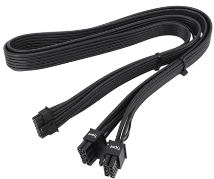 Fabater Cable de Alimentación PCIe 5.0 GPU, Cable con Funda de Fuente de Alimentación Tipo 4 de 600 W con Conector 12 VHPWR, Macho de 16 Pines (12+4) para RTX 3090Ti