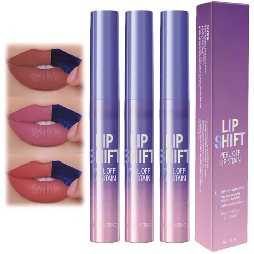 3Pcs Lip Stain Peel Off Set - Lip Liner Tattoo & Tint, Long Lasting Waterproof Transferproof Matte Finish Pout Stain for Women