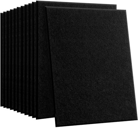 HyFanStr Black Sound Proofing Panels, 12 Pack Self-Adhesive Acoustic Panels | 30x40cm high-density polyester acoustic wall panels for studios, gaming rooms and home offices, Helps Reduce Echo and Reverb