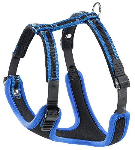 Ferplast großes Hundegeschirr ERGOCOMFORT EXTRA Large, verstellbares Hundegeschirr, bequem, gepolstert, doppelter Mikroverstellverschluss, Schnellverschluss, blau